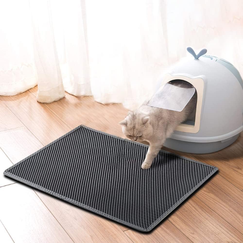 Transform Your Cat's Space with Our Easy-Clean Litter Trapping Mat - 15 x 24 Inches in Grey
