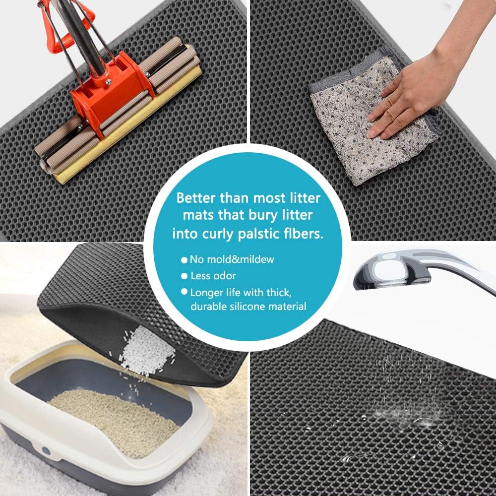 Transform Your Cat's Space with Our Easy-Clean Litter Trapping Mat - 15 x 24 Inches in Grey