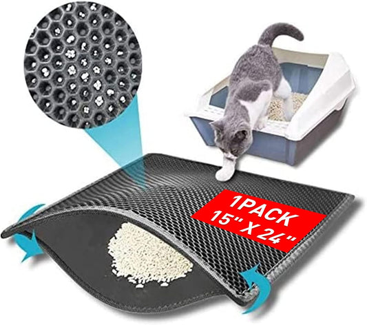 Transform Your Cat's Space with Our Easy-Clean Litter Trapping Mat - 15 x 24 Inches in Grey