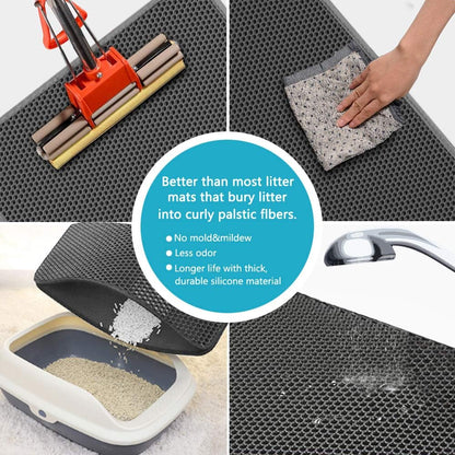 Transform Your Cat's Space with Our Easy-Clean Litter Trapping Mat - 15 x 24 Inches in Grey